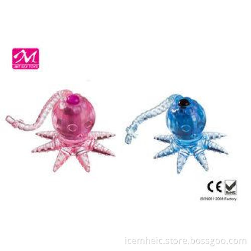 Waterproof Vibrating Cock Ring , Pink / Bule Octopus Sex To
